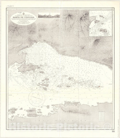 Map : Tierra del Fuego 1932, Republica Argentina, Territorio de la Tierra del Fuego, Bahia de Ushuaia , Antique Vintage Reproduction