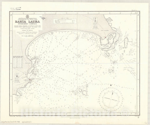 Map : Bahia Laura, Argentina 1928, Republica Argentina, Gobernacion de Santa Cruz, Bahia Laura, fondeadero Campana , Antique Vintage Reproduction