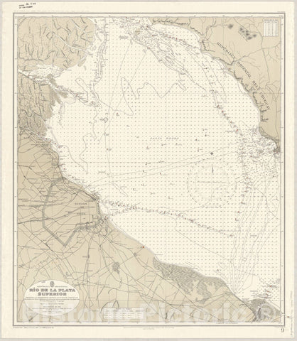Map : Rio de la Plata, Argentina 1946, Republica Argentina, Rio de la Plata Superior , Antique Vintage Reproduction