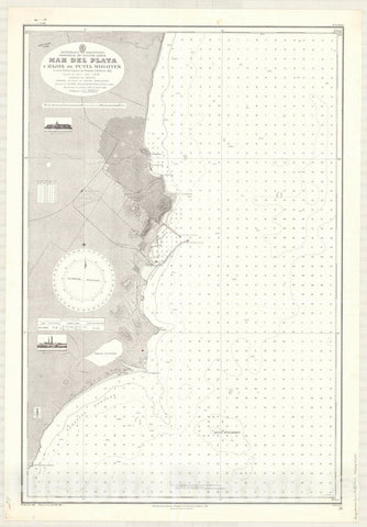 Map : Mar del Plata, Argentina 1928, Republica Argentina, Provincia de Buenos Aires, Mar del Plata y Bajos de Punta Mogotes , Antique Vintage Reproduction