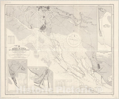 Map : Bahia Blanca, Argentina 1929, Republica Argentina, Bahia Blanca, Pto. Belgrano a Cuatreros, Provincia de Buenos Aires , Antique Vintage Reproduction