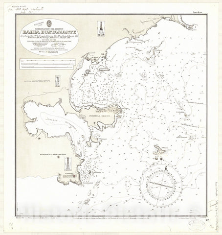 Map : Bahia Bustamante, Argentina 1919, Gobernacion del Chubut, Bahia Bustamante , Antique Vintage Reproduction