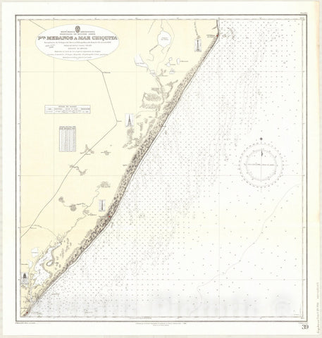 Map : Pinamar, Argentina 1938, Republica Argentina, Provincia de Buenos Aires, Pta. Medanos a Mar Chiquita , Antique Vintage Reproduction