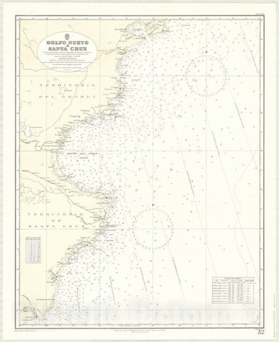 Map : Santa Cruz, Argentina 1937, Golfo Nuevo a Santa Cruz , Antique Vintage Reproduction