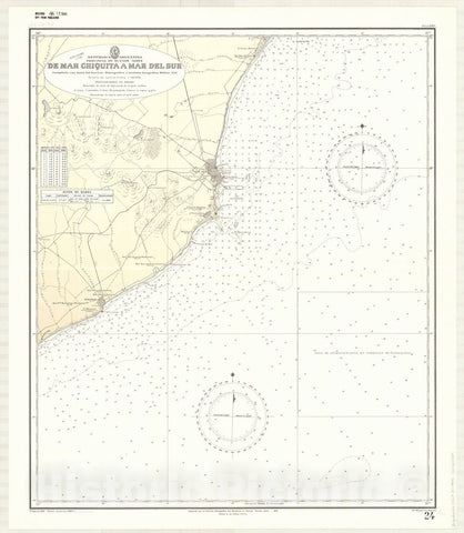 Map : Mar del Plata, Argentina 1944, Republica Argentina, Provincia de Buenos Aires, de Mar Chiquita a Mar del Sur , Antique Vintage Reproduction