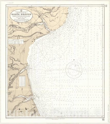 Map : Puerto Santa Cruz, Argentina 1936, Republica Argentina, Territorio de Santa Cruz, Bahia Grande , Antique Vintage Reproduction