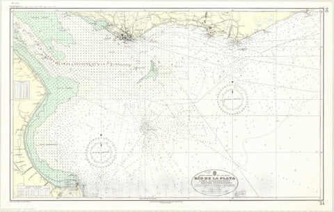 Map : Rio de la Plata, Argentina and Uruguay 1961, Republica Argentina, Rep. O. del Uruguay, Rio de la Plata, Bahia Samborombon y bancos exteriores