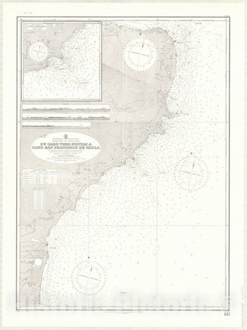 Map : Puerto Deseado, Argentina 1933, Republica Argentina, Territorio de Santa Cruz, de Cabo Tres Puntas a Cabo San Francisco de Paula , Antique Vintage Reproduction