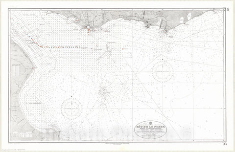 Map : Rio de la Plata, Argentina and Uruguay 1935, Republica Argentina, Rep. O. del Uruguay, Rio de la Plata, Bahia Samborombon y bancos exteriores