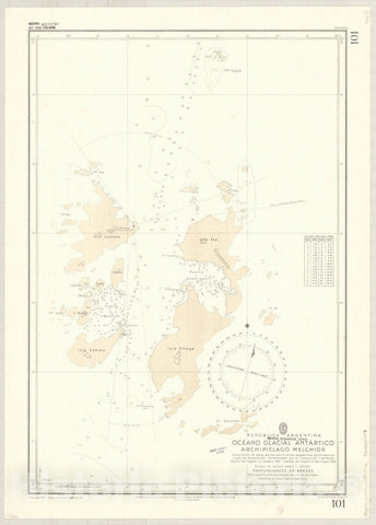 Map : Melchior Islands, Antarctica 1947, Republica Argentina, Oceano Glacial Antartico, Archipielago Melchior , Antique Vintage Reproduction