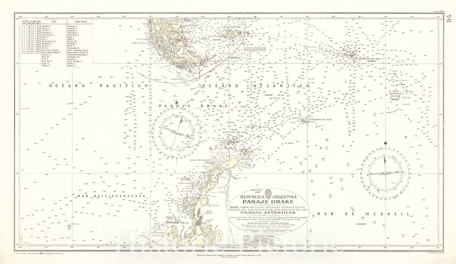 Map : Drake Passage 1964, Antique Vintage Reproduction