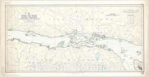 Map : Beagle Channel, Argentina and Chile 1953, Republica Argentina, Republica de Chile, Tierra del Fuego, Canal Beagle de Is. Becasses a Pta. San Juan
