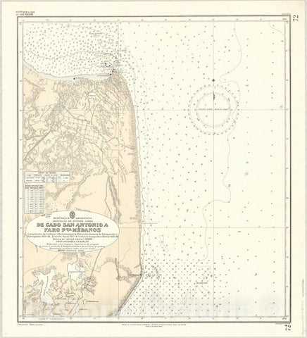 Map : San Clemente del Tuyu, Argentina 1947, Republica Argentina, Provincia de Buenos Aires, de Cabo San Antonio a Faro Pta. Medanos , Antique Vintage Reproduction