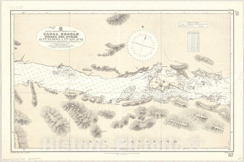 Map : Beagle Channel, Argentina and Chile 1937, Republica Argentina, Republica de Chile, Canal Beagle, Tierra del Fuego de Pta. Eugenia a Pta. San Juan