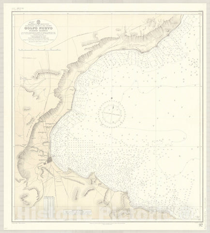 Map : Puerto Madryn, Argentina 1946, Republica Argentina, Territorio Nacional del Chubut, Golfo Nuevo, Puerto Madryn , Antique Vintage Reproduction