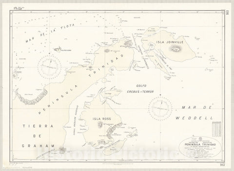 Map : Trinity Peninsula, Antarctica 1949, Republica Argentina, Antartida Argentina, Peninsula Trinidad e Islas Adyacentes , Antique Vintage Reproduction