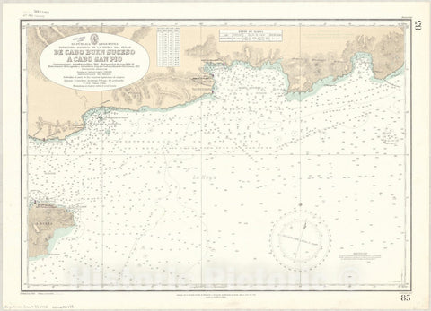 Map : Bahia Aguirre, Argentina 1953, Republica Argentina, Territorio Nacional de la Tierra del Fuego, de Cabo Buen Suceso a Cabo san Pio , Antique Vintage Reproduction