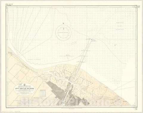 Map : Ensenada, Buenos Aires, Argentina 1946, Republica Argentina, Provincia de Buenos Aires, Pto. de la Plata , Antique Vintage Reproduction