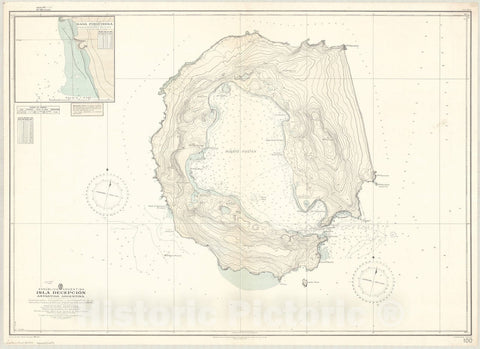 Map : Deception Island, Antarctica 1954, Republica Argentina, Isla Decepcion, Antartida Argentina , Antique Vintage Reproduction