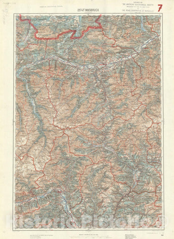 Map : Innsbruck, Austria 1917, Generalkarte von Mitteleuropa, Antique Vintage Reproduction