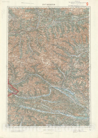 Map : Hofgastein, Austria 1915, Generalkarte von Mitteleuropa, Antique Vintage Reproduction