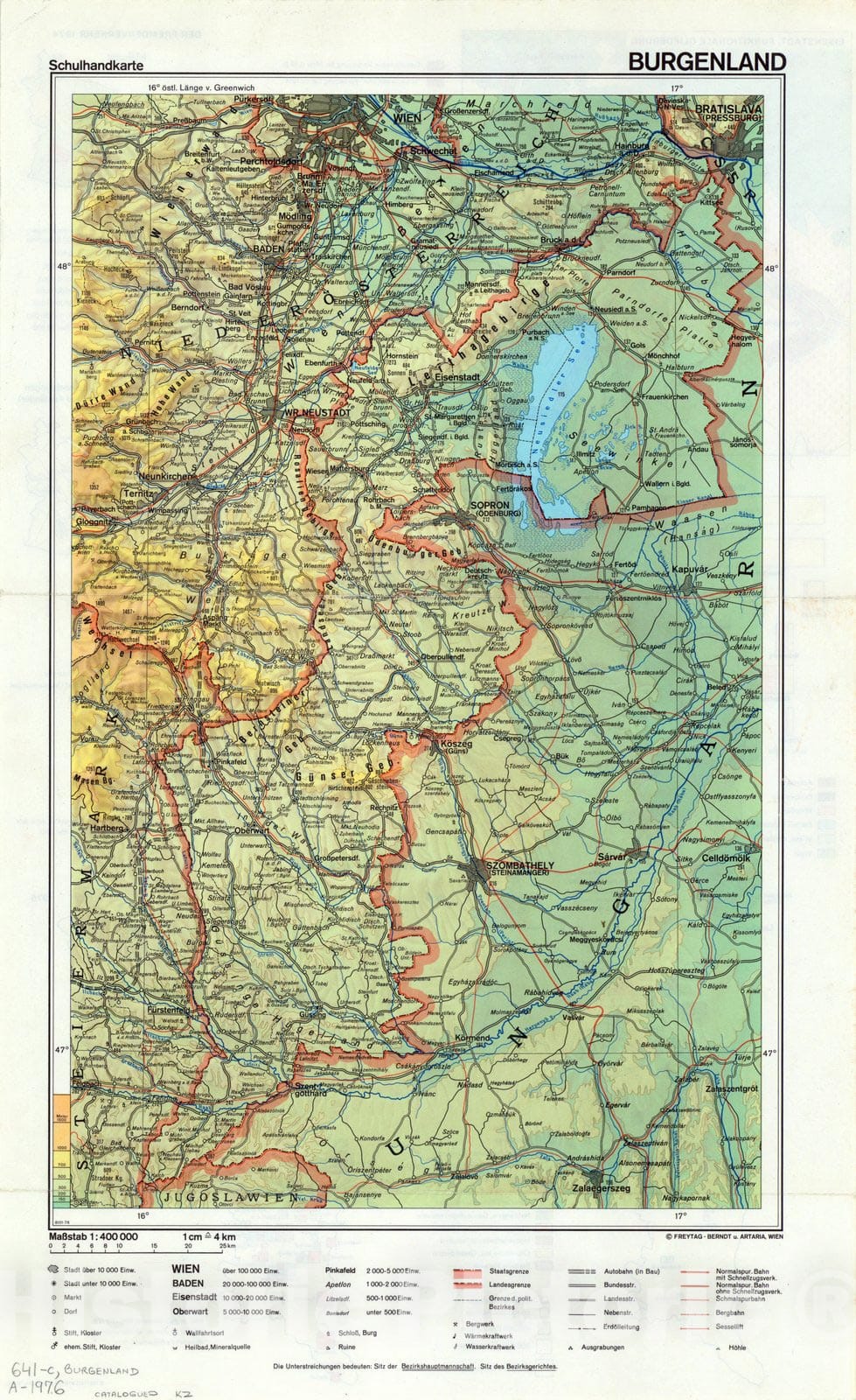 Map : Burgenland, Austria 1976 2, Schulhandkarte Burgenland, Antique Vintage Reproduction