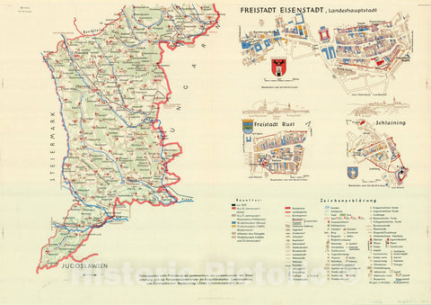 Map : Burgenland, Austria 1957 1, Burgenland Kulturkarte , Antique Vintage Reproduction