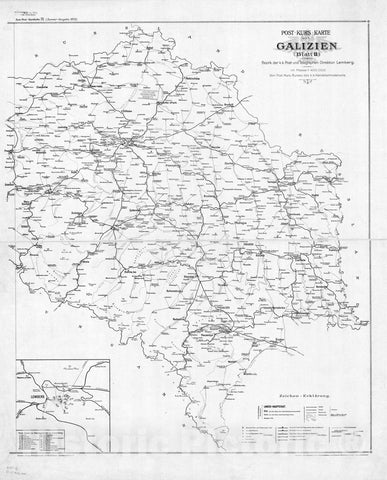 Map : Austria and Switzerland 1913 4, Post-Kurs Karte von Oesterreich unter der Enns , Antique Vintage Reproduction