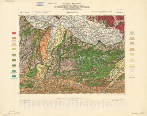 Map : Austria 1912- 22, Geologische Spezialkarte der Republik Osterreich , Antique Vintage Reproduction