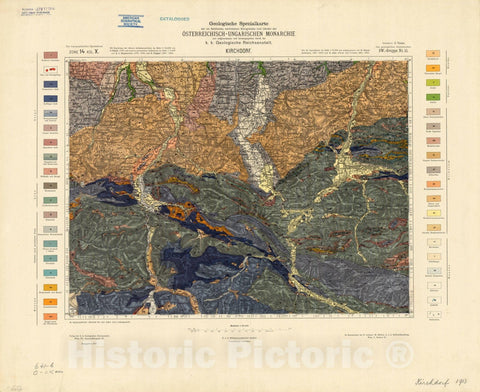Map : Austria 1912- 23, Geologische Spezialkarte der Republik Osterreich , Antique Vintage Reproduction