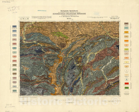 Map : Austria 1912- 2, Geologische Spezialkarte der Republik Osterreich , Antique Vintage Reproduction