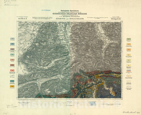 Map : Austria 1912- 3, Geologische Spezialkarte der Republik Osterreich , Antique Vintage Reproduction