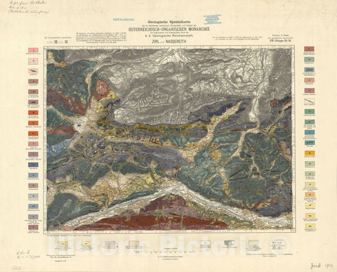 Map : Austria 1912- 5, Geologische Spezialkarte der Republik Osterreich , Antique Vintage Reproduction
