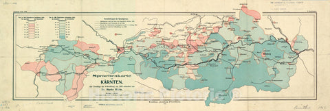 Map : Carinthia, Austria 1906, Sprachenkarte von KA?rnten , Antique Vintage Reproduction