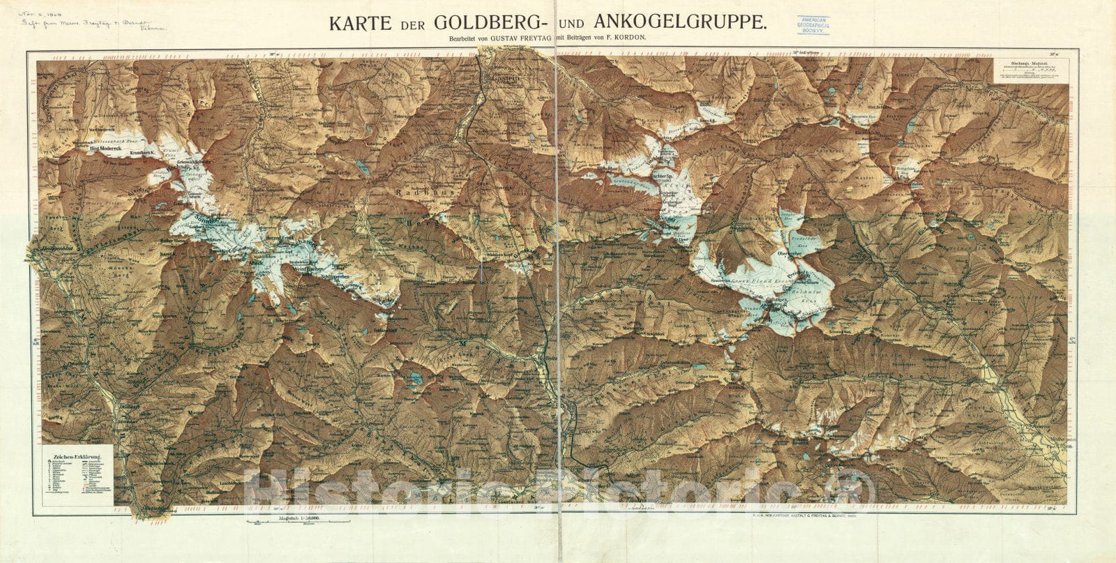Map : Goldberggruppe and Ankogel, Austria 1909, Karte der Goldberg- un ...