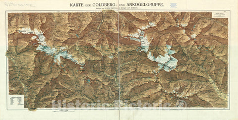 Map : Goldberggruppe and Ankogel, Austria 1909, Karte der Goldberg- und Ankogelgruppe , Antique Vintage Reproduction