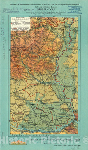 Historic Map : Ga?nserndorf, Austria 1912, Karte des politischen Bezirkes Ganserndorf umfassend die Gerichtsbezirke: Marchegg, Matzen und Zistersdorf, Antique Vintage Reproduction