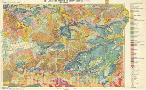 Map : Styria, Austria 1935, Geologische Karte der Gesauseberge von O. Ampferer , Antique Vintage Reproduction