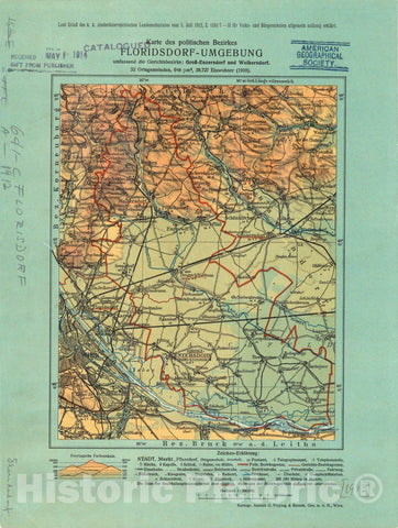Map : Floridsdorf, Vienna, Austria 1912, Antique Vintage Reproduction