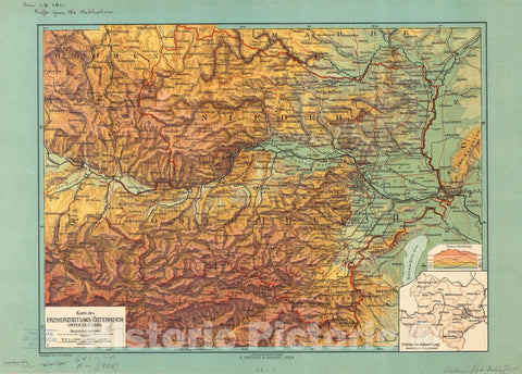 Map : Austria 1900, Karte des Erzherzogtums Osterreich unter der Enns , Antique Vintage Reproduction