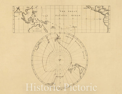 Map : Antarctica 1770, [Antarctica], Antique Vintage Reproduction
