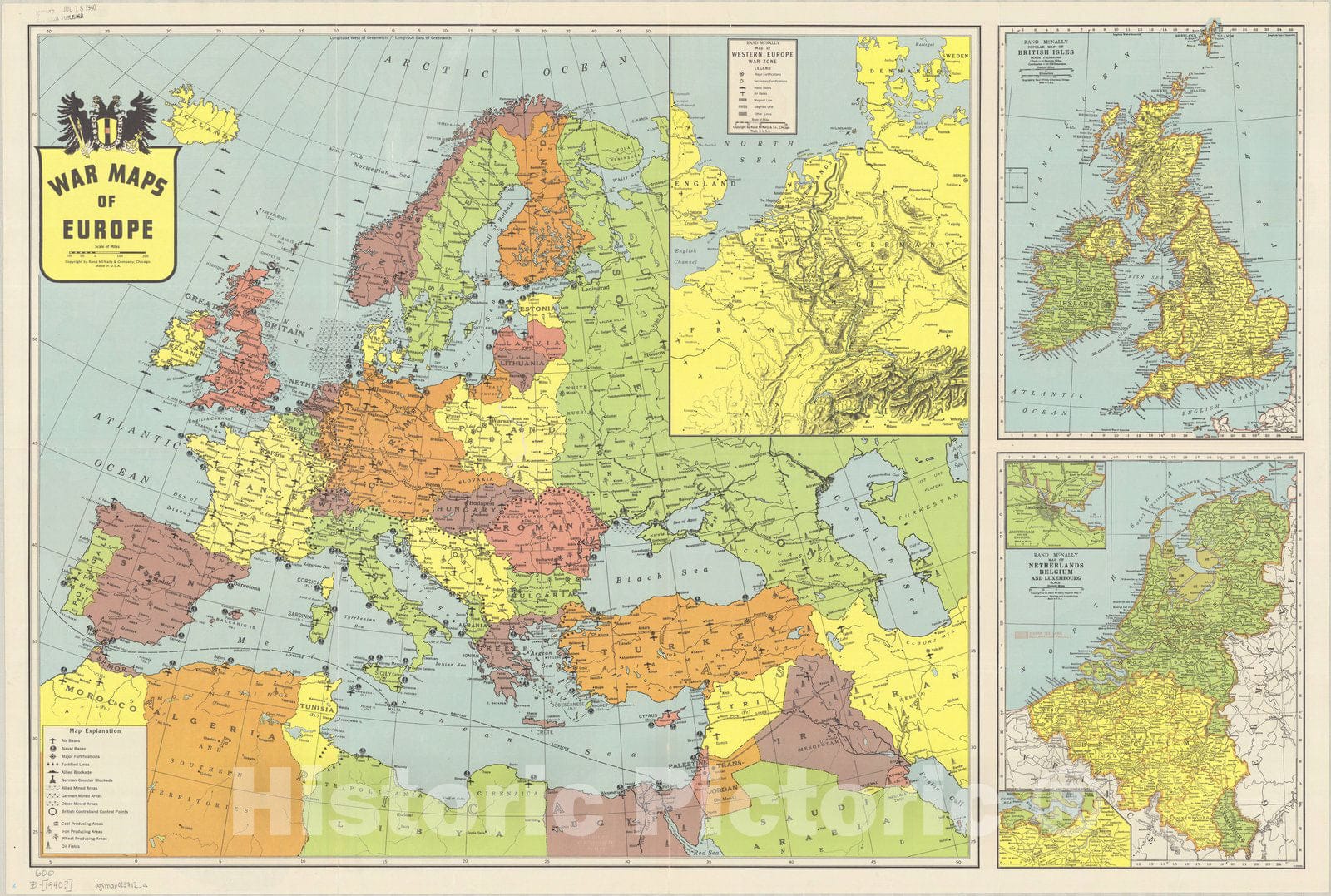 Map : Europe 1940 2, War maps of Europe , Antique Vintage Reproduction