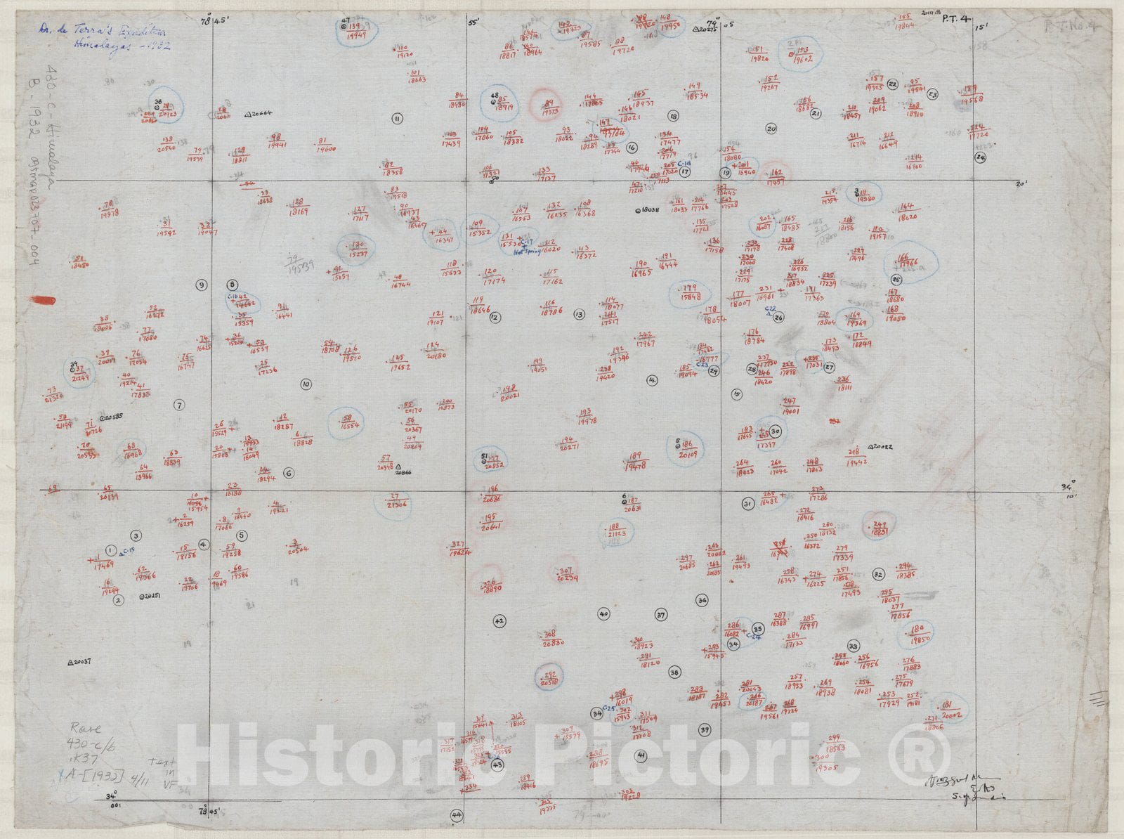 Map : Karakoram Range, India 1932 11, [The eastern Karakoram and Zanskar, Himalaya between the Chang-Chenmo and Tso Moriri], Antique Vintage Reproduction