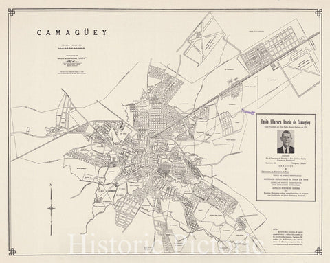 Map : Camagu?ey, Cuba 1950, Camaguey , Antique Vintage Reproduction