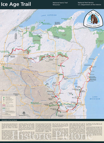 Map : Wisconsin 2012, Ice Age Trail, National Scenic Trail, Wisconsin , Antique Vintage Reproduction