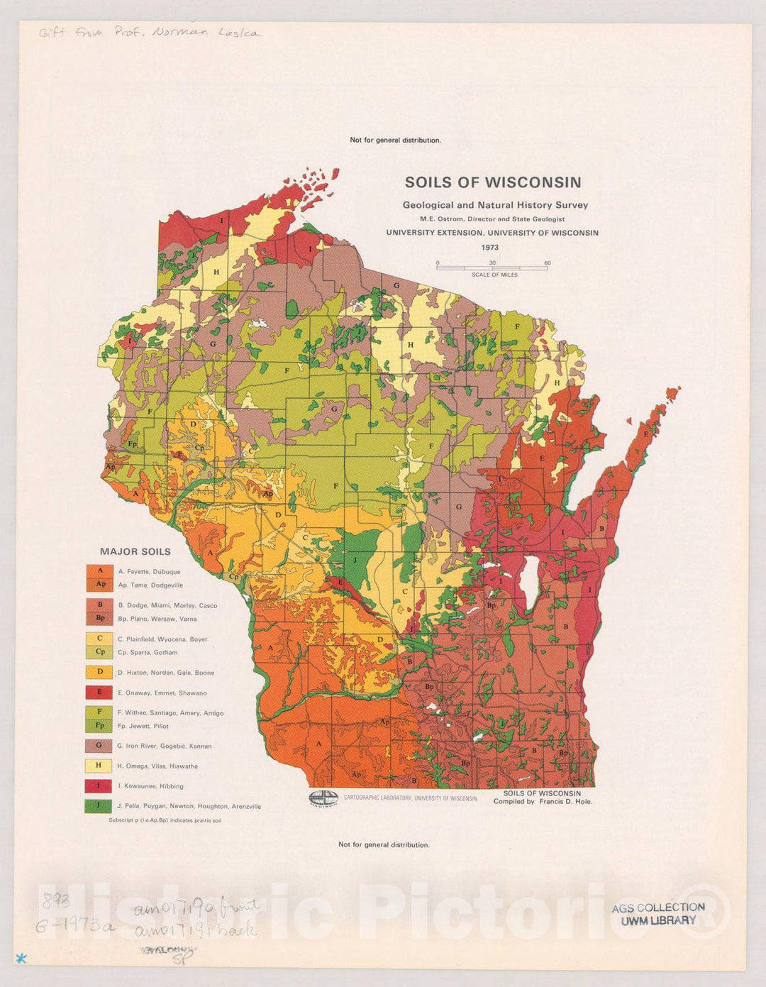 Map : Wisconsin 1973, Soils of Wisconsin , Antique Vintage Reproduction