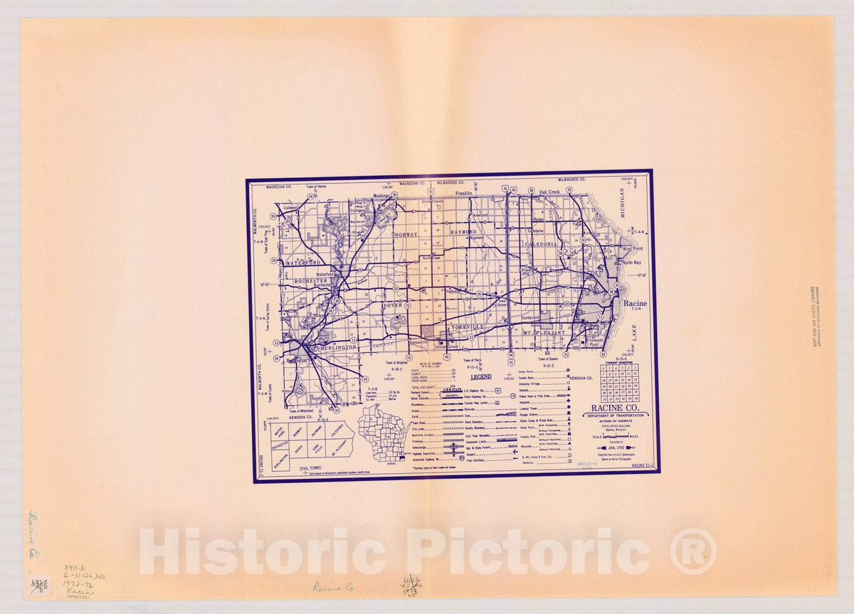Racine Transit Map Map : Racine County, Wisconsin 1972-1976, [Wisconsin county transporta ...
