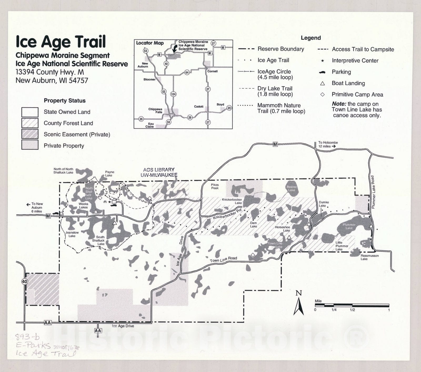 Map : Ice Age Trail, Chippewa Moraine Segment, Ice Age National Scientific Reserve, Wisconsin , [Wisconsin state parks , forests, recreation areas & trails maps]