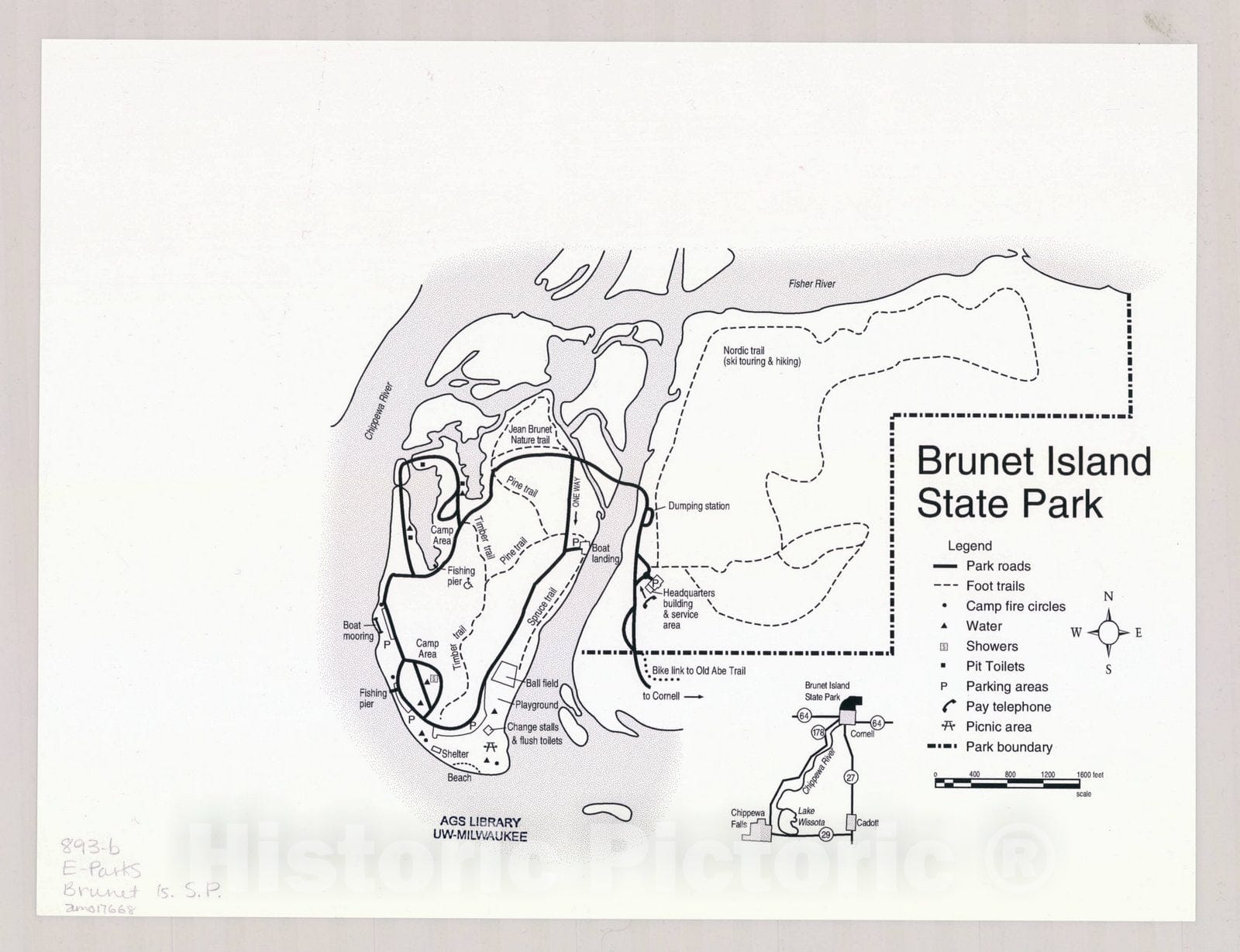 Map : Brunet Island State Park, Wisconsin , [Wisconsin state parks , forests, recreation areas & trails maps], Antique Vintage Reproduction