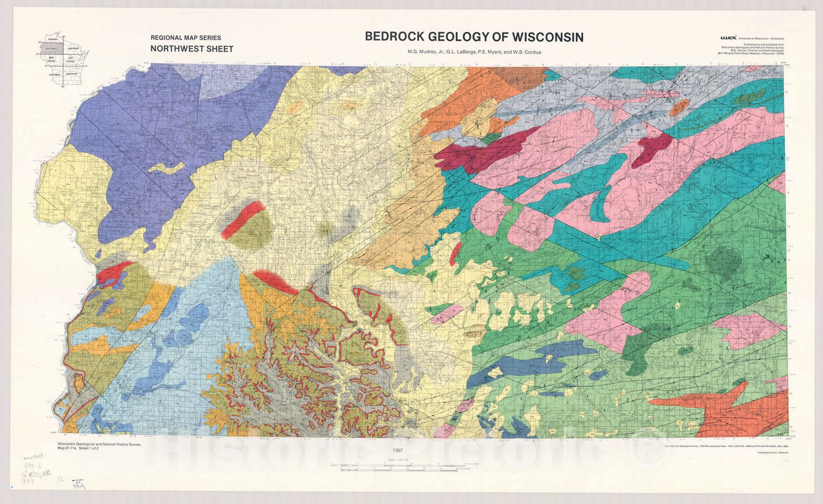 Map : Wisconsin 1988 1, Bedrock geology of Wisconsin : west-central sh ...